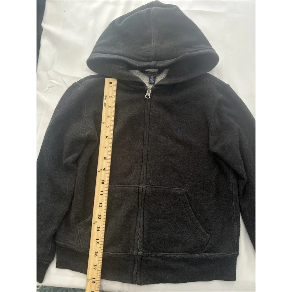 Boys Ralph Lauren Polo Zip Up Hoodie Size 8 Dark Heather Grey